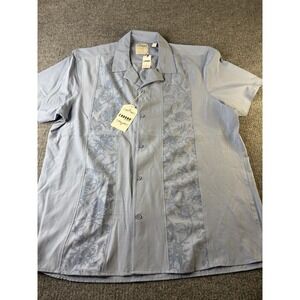 Cabana Fashions Men's‎ XL Blue Floral Panel Stretch Button Shirt NWT